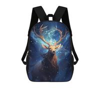 sinyumoney Children School Backpack 3D Printed Cosmic Celestial Deer Bookbags Rucksack Casual Travel Backpacks Large Capacity Daypack for Boys 17inch