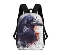 sinyumoney Children School Backpack 3D Printed Crow Watercolor Bookbags Rucksack Casual Travel Backpacks Large Capacity Daypack for Boys 17inch