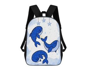 sinyumoney Children School Backpack 3D Printed Cute Blue Whales with Stars Illustration Bookbags Rucksack Casual Travel Backpacks Large Capacity Daypack for Boys 17inch