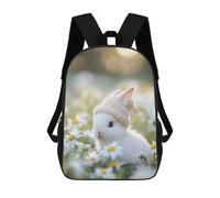 sinyumoney Children School Backpack 3D Printed Cute Bunny in A Knit Hat Bookbags Rucksack Casual Travel Backpacks Large Capacity Daypack for Boys 17inch