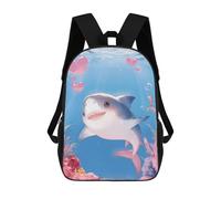 sinyumoney Children School Backpack 3D Printed Cute Shark in Live Underwater Bookbags Rucksack Casual Travel Backpacks Large Capacity Daypack for Boys 17inch