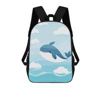 sinyumoney Children School Backpack 3D Printed Cute Whale Kawaii Nursery Bookbags Rucksack Casual Travel Backpacks Large Capacity Daypack for Boys 17inch