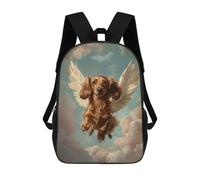 sinyumoney Children School Backpack 3D Printed Dachshund Angel Dog Loss Tribute Print Dachshund with Wings Bookbags Rucksack Casual Travel Backpacks Large Capacity Daypack for Boys 17inch