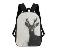 sinyumoney Children School Backpack 3D Printed Deer In Charcoal Portrait Bookbags Rucksack Casual Travel Backpacks Large Capacity Daypack for Boys 17inch