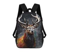 sinyumoney Children School Backpack 3D Printed Deer Oil Paint Portrait Bookbags Rucksack Casual Travel Backpacks Large Capacity Daypack for Boys 17inch