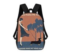 sinyumoney Children School Backpack 3D Printed Dogs Make Me Happy Humans Bookbags Rucksack Casual Travel Backpacks Large Capacity Daypack for Boys 17inch