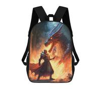 sinyumoney Children School Backpack 3D Printed Dragon Confrontation A Hero's Stand Bookbags Rucksack Casual Travel Backpacks Large Capacity Daypack for Boys 17inch