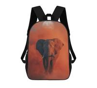 sinyumoney Children School Backpack 3D Printed Elephant Under The Moon in Orange Haze Bookbags Rucksack Casual Travel Backpacks Large Capacity Daypack for Boys 17inch