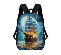 sinyumoney Children School Backpack 3D Printed Fantasy Ship Bookbags Rucksack Casual Travel Backpacks Large Capacity Daypack for Boys 17inch