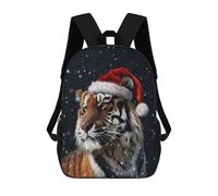 sinyumoney Children School Backpack 3D Printed Festive Tiger Christmas Bookbags Rucksack Casual Travel Backpacks Large Capacity Daypack for Boys 17inch