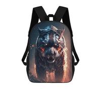 sinyumoney Children School Backpack 3D Printed Fiery Tiger Portrait -1 Bookbags Rucksack Casual Travel Backpacks Large Capacity Daypack for Boys 17inch