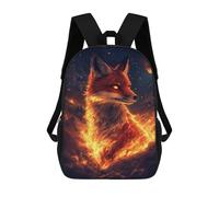 sinyumoney Children School Backpack 3D Printed Fire Light Eyes Fox Bookbags Rucksack Casual Travel Backpacks Large Capacity Daypack for Boys 17inch