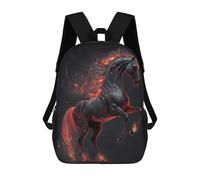 sinyumoney Children School Backpack 3D Printed Flaming Horse Artwork Bookbags Rucksack Casual Travel Backpacks Large Capacity Daypack for Boys 17inch