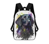 sinyumoney Children School Backpack 3D Printed Flat Coated Retriever Bookbags Rucksack Casual Travel Backpacks Large Capacity Daypack for Boys 17inch