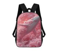 sinyumoney Children School Backpack 3D Printed Floral Whale in Pink Clouds Bookbags Rucksack Casual Travel Backpacks Large Capacity Daypack for Boys 17inch