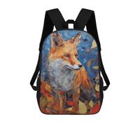 sinyumoney Children School Backpack 3D Printed Fox in Autumn Leaves Bookbags Rucksack Casual Travel Backpacks Large Capacity Daypack for Boys 17inch