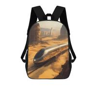 sinyumoney Children School Backpack 3D Printed Futuristic Train in Desert Bookbags Rucksack Casual Travel Backpacks Large Capacity Daypack for Boys 17inch