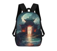 sinyumoney Children School Backpack 3D Printed Gate to The Moonlit Realm Bookbags Rucksack Casual Travel Backpacks Large Capacity Daypack for Boys 17inch