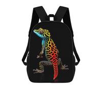 sinyumoney Children School Backpack 3D Printed Gecko Leopard Colorful Bookbags Rucksack Casual Travel Backpacks Large Capacity Daypack for Boys 17inch