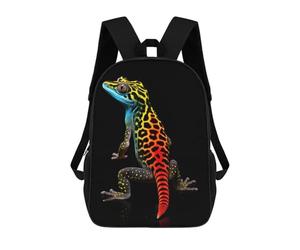 sinyumoney Children School Backpack 3D Printed Gecko Leopard Colorful Bookbags Rucksack Casual Travel Backpacks Large Capacity Daypack for Boys 17inch