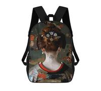 sinyumoney Children School Backpack 3D Printed Geisha Back View with Floral Kimono Bookbags Rucksack Casual Travel Backpacks Large Capacity Daypack for Boys 17inch