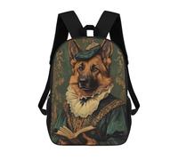 sinyumoney Children School Backpack 3D Printed German Shepherd in Renaissance Attire Classic Dog Art Bookbags Rucksack Casual Travel Backpacks Large Capacity Daypack for Boys 17inch