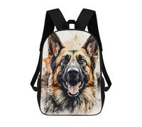 sinyumoney Children School Backpack 3D Printed German Shepherd Watercolor Bookbags Rucksack Casual Travel Backpacks Large Capacity Daypack for Boys 17inch