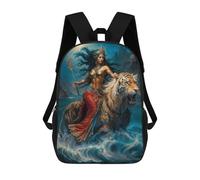 sinyumoney Children School Backpack 3D Printed Goddess Durga Riding A Tiger Bookbags Rucksack Casual Travel Backpacks Large Capacity Daypack for Boys 17inch