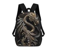 sinyumoney Children School Backpack 3D Printed Golden Dragon Artwork-4 Bookbags Rucksack Casual Travel Backpacks Large Capacity Daypack for Boys 17inch
