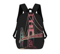 sinyumoney Children School Backpack 3D Printed Golden Gate Bridge Bookbags Rucksack Casual Travel Backpacks Large Capacity Daypack for Boys 17inch