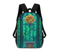 sinyumoney Children School Backpack 3D Printed Golden Rose Bookbags Rucksack Casual Travel Backpacks Large Capacity Daypack for Boys 17inch