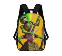 sinyumoney Children School Backpack 3D Printed Green Monster Rocking Out Bookbags Rucksack Casual Travel Backpacks Large Capacity Daypack for Boys 17inch
