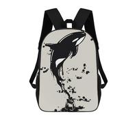 sinyumoney Children School Backpack 3D Printed Ink Orca Bookbags Rucksack Casual Travel Backpacks Large Capacity Daypack for Boys 17inch
