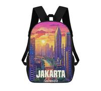 sinyumoney Children School Backpack 3D Printed Jakarta Indonesia Bookbags Rucksack Casual Travel Backpacks Large Capacity Daypack for Boys 17inch