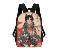 sinyumoney Children School Backpack 3D Printed Japanese Cat 9 Bookbags Rucksack Casual Travel Backpacks Large Capacity Daypack for Boys 17inch