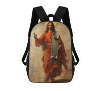 sinyumoney Children School Backpack 3D Printed Jesus with Skateboard Bookbags Rucksack Casual Travel Backpacks Large Capacity Daypack for Boys 17inch