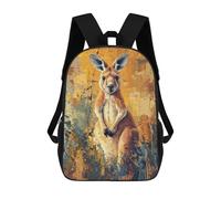 sinyumoney Children School Backpack 3D Printed Kangaroo Painting Bookbags Rucksack Casual Travel Backpacks Large Capacity Daypack for Boys 17inch