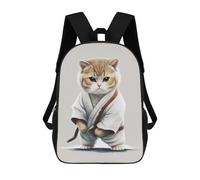 sinyumoney Children School Backpack 3D Printed Karate Cat Master Bookbags Rucksack Casual Travel Backpacks Large Capacity Daypack for Boys 17inch