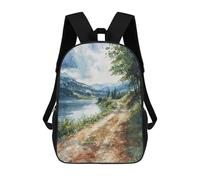 sinyumoney Children School Backpack 3D Printed Lakeside Path Bookbags Rucksack Casual Travel Backpacks Large Capacity Daypack for Boys 17inch