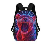sinyumoney Children School Backpack 3D Printed Lion Neon Animal Bookbags Rucksack Casual Travel Backpacks Large Capacity Daypack for Boys 17inch