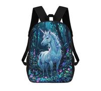 sinyumoney Children School Backpack 3D Printed Magical Unicorn in Forest Bookbags Rucksack Casual Travel Backpacks Large Capacity Daypack for Boys 17inch