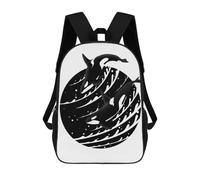 sinyumoney Children School Backpack 3D Printed Minimalist Killer Whale Bookbags Rucksack Casual Travel Backpacks Large Capacity Daypack for Boys 17inch