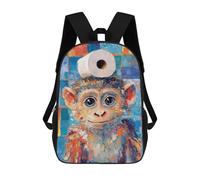 sinyumoney Children School Backpack 3D Printed Monkey with Toilet Paper Bookbags Rucksack Casual Travel Backpacks Large Capacity Daypack for Boys 17inch