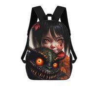 sinyumoney Children School Backpack 3D Printed Monster And Girl with Red Eyes Bookbags Rucksack Casual Travel Backpacks Large Capacity Daypack for Boys 17inch