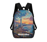 sinyumoney Children School Backpack 3D Printed Montevideo Uruguay Cityscape at Sunset Bookbags Rucksack Casual Travel Backpacks Large Capacity Daypack for Boys 17inch