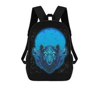 sinyumoney Children School Backpack 3D Printed Moon Howling Wolves Winter Bookbags Rucksack Casual Travel Backpacks Large Capacity Daypack for Boys 17inch