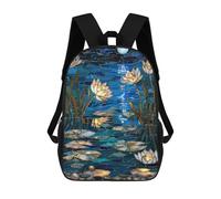 sinyumoney Children School Backpack 3D Printed Moonlit Lotus Pond Mosaic Bookbags Rucksack Casual Travel Backpacks Large Capacity Daypack for Boys 17inch