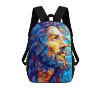 sinyumoney Children School Backpack 3D Printed Mosaic Portrait of A Man Bookbags Rucksack Casual Travel Backpacks Large Capacity Daypack for Boys 17inch