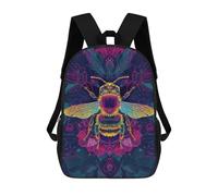 sinyumoney Children School Backpack 3D Printed Mystic Neon Bee Bookbags Rucksack Casual Travel Backpacks Large Capacity Daypack for Boys 17inch