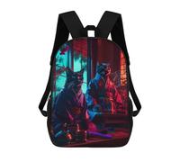 sinyumoney Children School Backpack 3D Printed Neon Cats in Kimono Bookbags Rucksack Casual Travel Backpacks Large Capacity Daypack for Boys 17inch